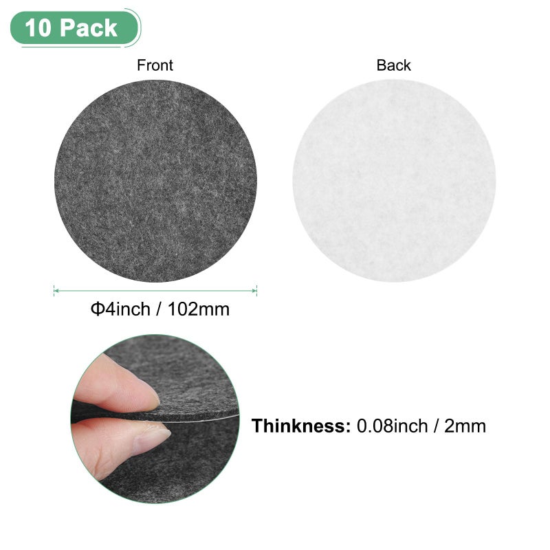 M METERXITY 10-Pack Lamp Base Felt, 4 Inch Dia. 2mm Thick Self Adhesive Round Fabric Felt Pads for Lamp/Furniture/DIY, Non-Slip Fiber Backed Patch Circles with Adhesive Backing [Grey] - Image 3